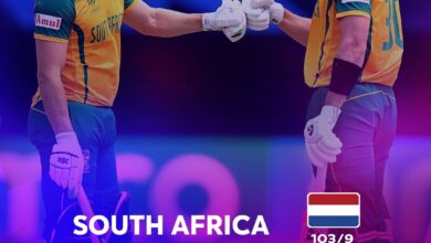 Photo of ٹی ٹوینٹی کرکٹ ورلڈکپ:جنوبی افریقہ کے ایک مشکل مقابلہ کے بعدنیدرلینڈزکو4وکٹوں سے شکست دے دی